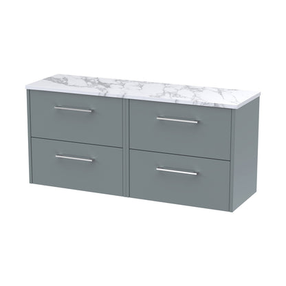 Hudson Reed Juno 1200 Wall Hung 4-drawer Vanity & Laminate Worktop Contemp Coastal Grey MFC Smooth Matt 561x1205x390mm - JNU2324LCM2 - JJ Building Materials