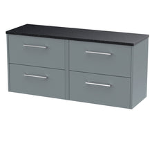 Hudson Reed Juno 1200 Wall Hung 4 - drawer Vanity & Laminate Worktop Contemp Coastal Grey MFC Smooth Matt 561x1205x390mm - JNU2324LSB2 - JJ Building Materials