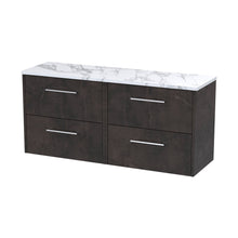 Hudson Reed Juno 1200 Wall Hung 4-drawer Vanity & Laminate Worktop Contemp Metallic Slate MFC Textured Matt 561x1205x390mm - JNU2624LCM2 - JJ Building Materials