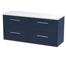 Hudson Reed Juno 1200 Wall Hung 4 - drawer Vanity & Laminate Worktop Contemp Midnight Blue MFC Painted Matt 561x1205x390mm - JNU2924LSW2 - JJ Building Materials