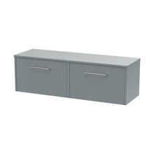 Hudson Reed Juno 1200mm Wall Hung 2 Drawer Vanity & Worktop Contemp Coastal Grey MFC Smooth Matt 359x1205x390mm - JJ Building Materials