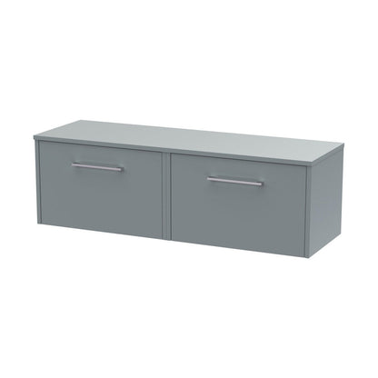 Hudson Reed Juno 1200mm Wall Hung 2 Drawer Vanity & Worktop Contemp Coastal Grey MFC Smooth Matt 359x1205x390mm - JJ Building Materials