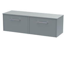 Hudson Reed Juno 1200mm Wall Hung 2 Drawer Vanity & Worktop Contemp Coastal Grey MFC Smooth Matt 359x1205x390mm - JJ Building Materials