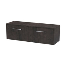 Hudson Reed Juno 1200mm Wall Hung 2 Drawer Vanity & Worktop Contemp Metallic Slate MFC Textured Matt 359x1205x390mm - JJ Building Materials