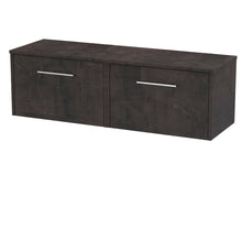Hudson Reed Juno 1200mm Wall Hung 2 Drawer Vanity & Worktop Contemp Metallic Slate MFC Textured Matt 359x1205x390mm - JJ Building Materials