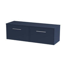 Hudson Reed Juno 1200mm Wall Hung 2-drawer Vanity & Worktop Contemp Midnight Blue MFC Painted Matt 377x1205x390mm - JJ Building Materials