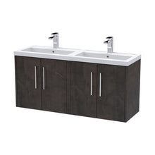 Hudson Reed Juno 1200mm Wall Hung 4 Door Vanity & Double Basin Contemp Metallic Slate MFC Textured Matt 539x1205x390mm - JNU2623C - JJ Building Materials