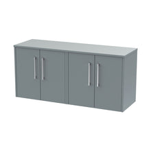 Hudson Reed Juno 1200mm Wall Hung 4 Door Vanity & Worktop Contemp Coastal Grey MFC Smooth Matt 539x1205x390mm - JJ Building Materials