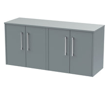 Hudson Reed Juno 1200mm Wall Hung 4 Door Vanity & Worktop Contemp Coastal Grey MFC Smooth Matt 539x1205x390mm - JJ Building Materials