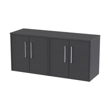 Hudson Reed Juno 1200mm Wall Hung 4 Door Vanity & Worktop Contemp Graphite Grey Woodgrain MFC Textured Woodgrain 539x1205x390mm - JJ Building Materials