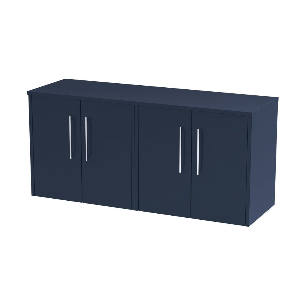 Hudson Reed Juno 1200mm Wall Hung 4-door Vanity & Worktop Contemp Midnight Blue MFC Painted Matt 557x1205x390mm - JJ Building Materials