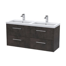 Hudson Reed Juno 1200mm Wall Hung 4 Drawer Vanity & Double Basin Contemp Metallic Slate MFC Textured Matt 539x1205x390mm - JNU2624C - JJ Building Materials