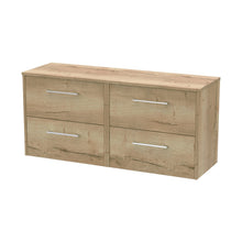 Hudson Reed Juno 1200mm Wall Hung 4 Drawer Vanity & Worktop Contemp Autumn Oak MFC Textured Woodgrain 539x1205x390mm - JJ Building Materials