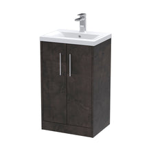 Hudson Reed Juno 500mm Floor Standing 2 Door Vanity & Basin 1 Contemp Metallic Slate MFC Textured Matt 843x510x390mm - JJ Building Materials