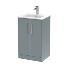 Hudson Reed Juno 500mm Floor Standing 2 Door Vanity & Basin 2 Contemp Coastal Grey MFC Smooth Matt 818x500x390mm - JJ Building Materials