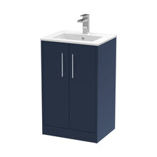 Hudson Reed Juno 500mm Floor Standing 2-door Vanity & Basin 2 Contemp Midnight Blue MFC Painted Matt 821x500x390mm - JJ Building Materials