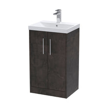 Hudson Reed Juno 500mm Floor Standing 2 Door Vanity & Basin 3 Contemp Metallic Slate MFC Textured Matt 853x510x395mm - JJ Building Materials