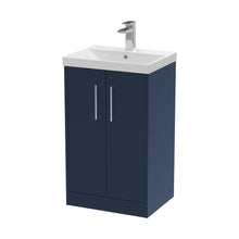 Hudson Reed Juno 500mm Floor Standing 2-door Vanity & Basin 3 Contemp Midnight Blue MFC Painted Matt 853x510x395mm - JJ Building Materials
