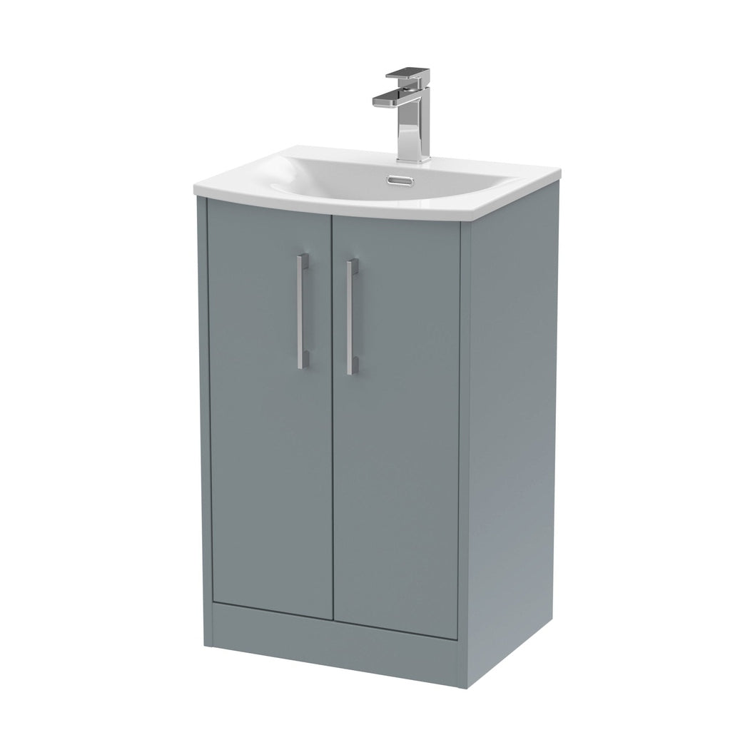 Hudson Reed Juno 500mm Floor Standing 2 Door Vanity & Basin 4 Contemp Coastal Grey MFC Smooth Matt 833x510x440mm - JJ Building Materials