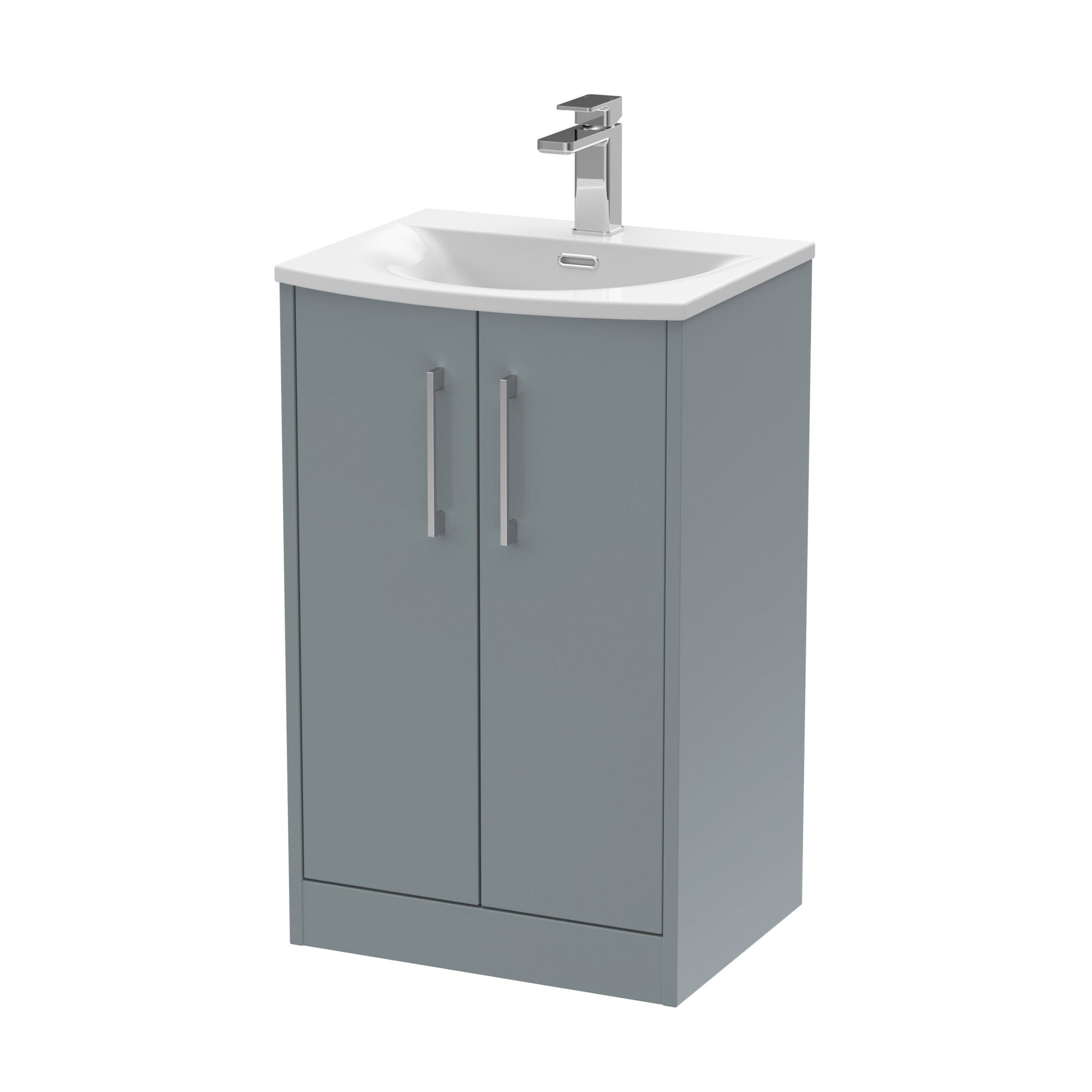 Hudson Reed Juno 500mm Floor Standing 2 Door Vanity & Basin 4 Contemp Coastal Grey MFC Smooth Matt 833x510x440mm - JJ Building Materials