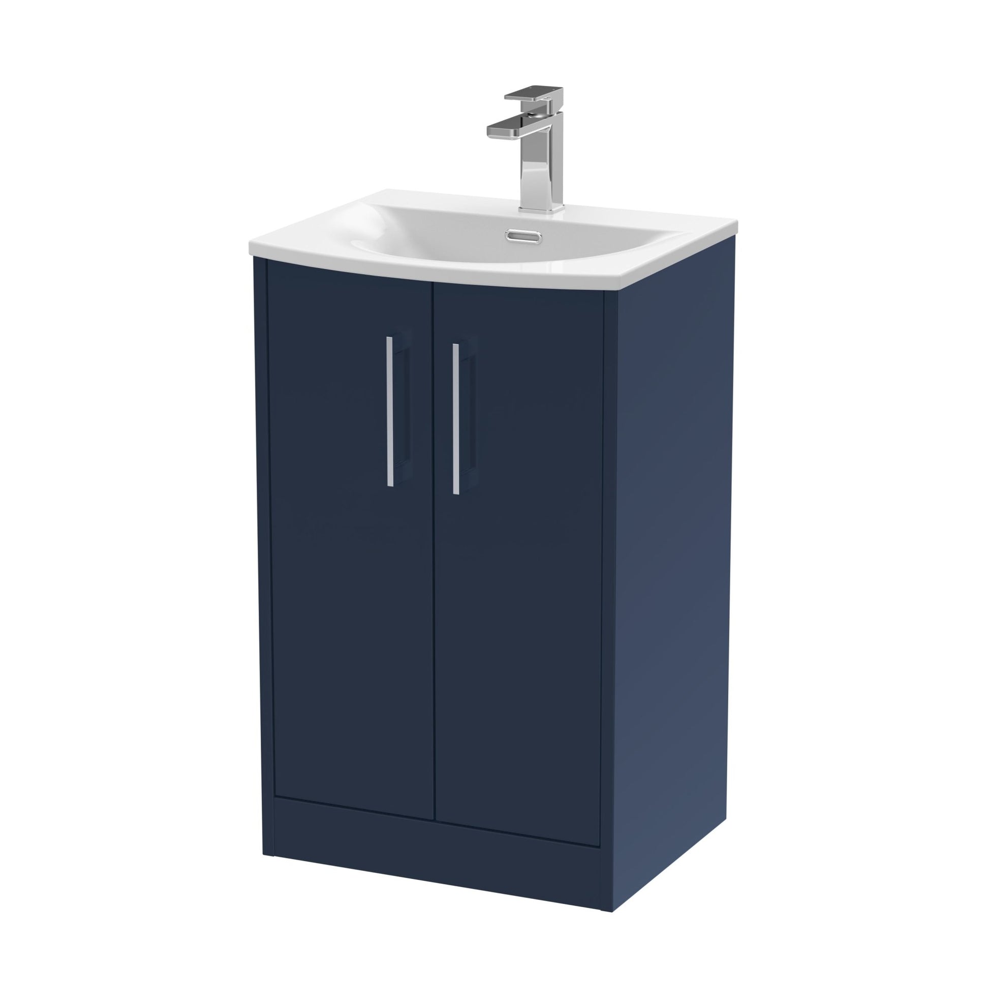 Hudson Reed Juno 500mm Floor Standing 2 - door Vanity & Basin 4 Contemp Midnight Blue MFC Painted Matt 833x510x440mm - JJ Building Materials