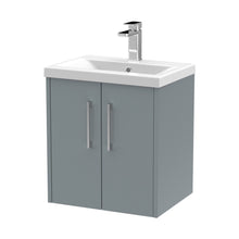 Hudson Reed Juno 500mm Wall Hung 2 Door Vanity & Basin 1 Contemp Coastal Grey MFC Smooth Matt 579x500x390mm - JJ Building Materials