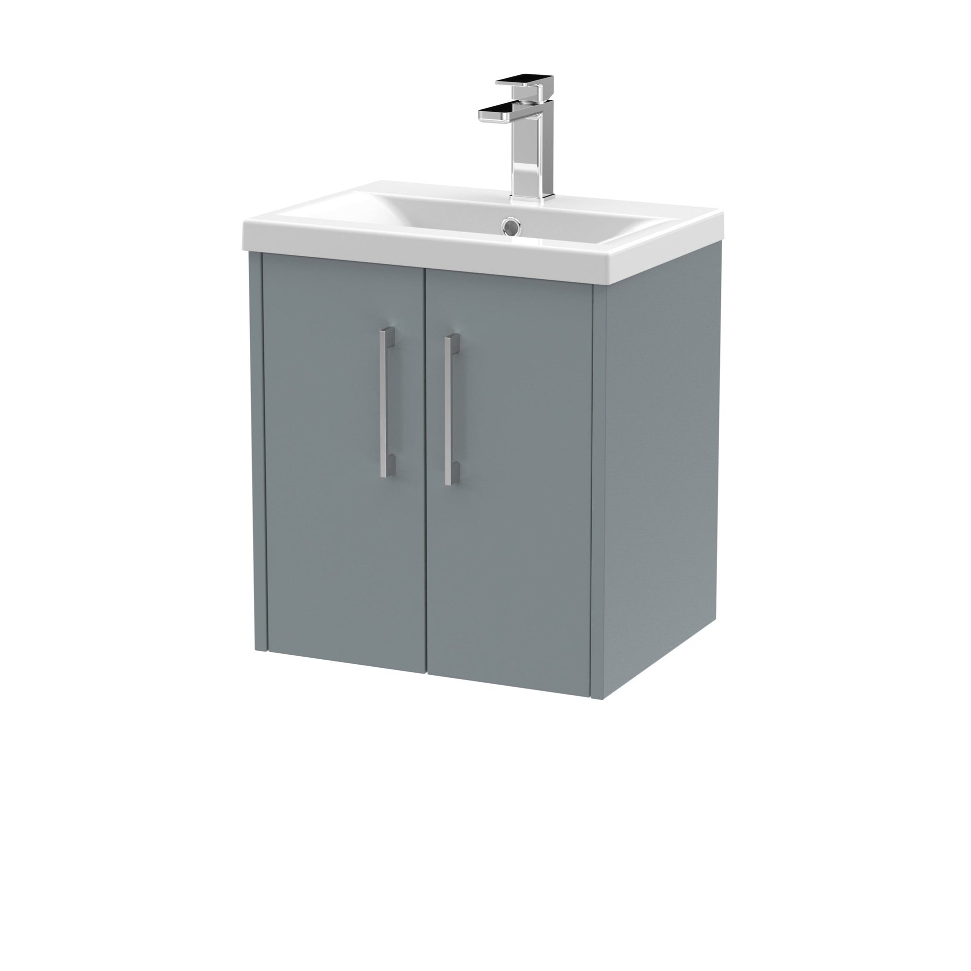 Hudson Reed Juno 500mm Wall Hung 2 Door Vanity & Basin 1 Contemp Coastal Grey MFC Smooth Matt 579x500x390mm - JJ Building Materials