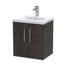 Hudson Reed Juno 500mm Wall Hung 2 Door Vanity & Basin 1 Contemp Metallic Slate MFC Textured Matt 579x510x390mm - JJ Building Materials