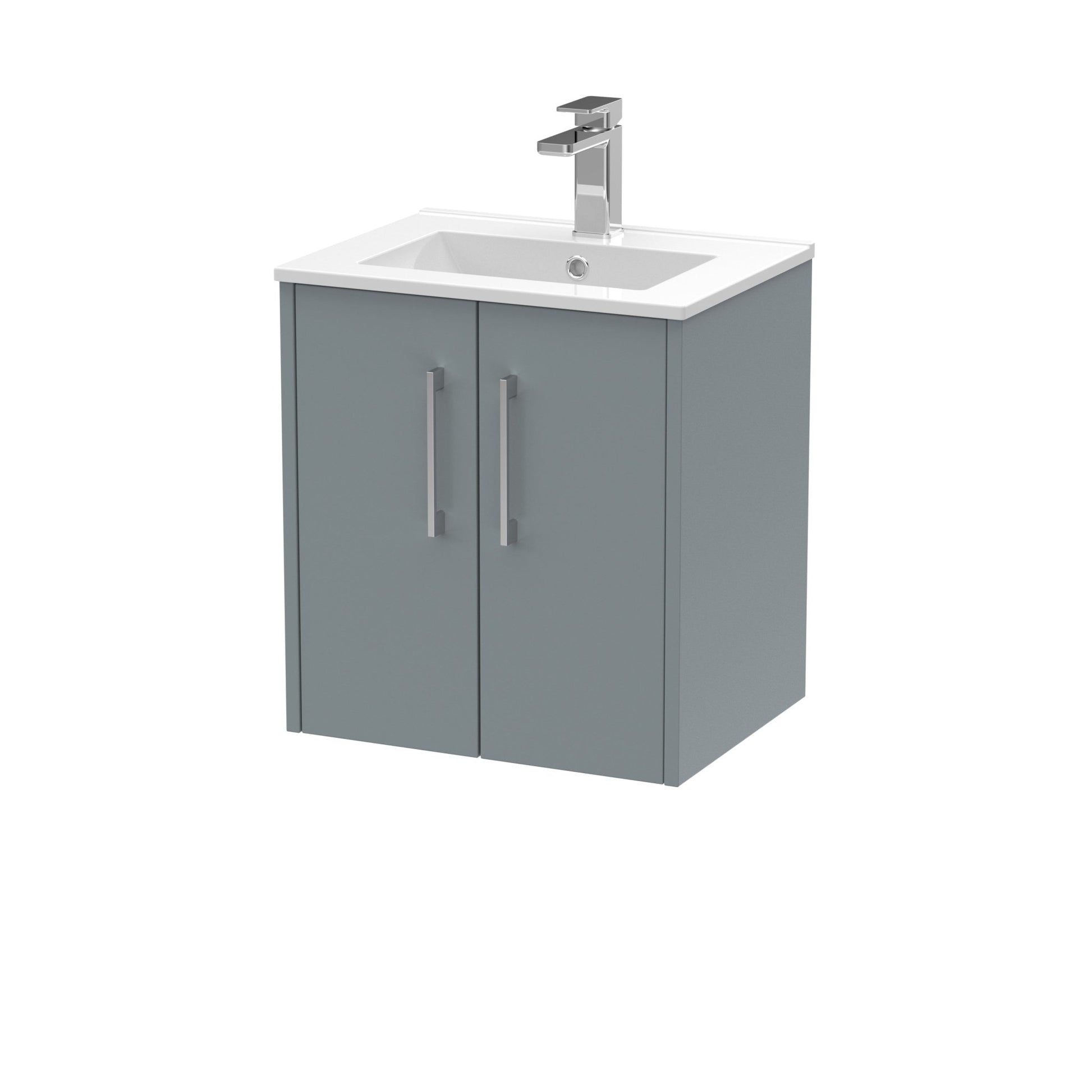 Hudson Reed Juno 500mm Wall Hung 2 Door Vanity & Basin 2 Contemp Coastal Grey MFC Smooth Matt 554x500x390mm - JJ Building Materials