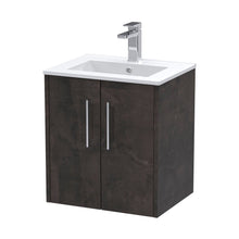 Hudson Reed Juno 500mm Wall Hung 2 Door Vanity & Basin 2 Contemp Metallic Slate MFC Textured Matt 557x500x390mm - JJ Building Materials