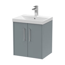 Hudson Reed Juno 500mm Wall Hung 2 Door Vanity & Basin 3 Contemp Coastal Grey MFC Smooth Matt 589x500x395mm - JJ Building Materials