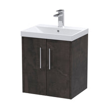 Hudson Reed Juno 500mm Wall Hung 2 Door Vanity & Basin 3 Contemp Metallic Slate MFC Textured Matt 589x510x395mm - JJ Building Materials