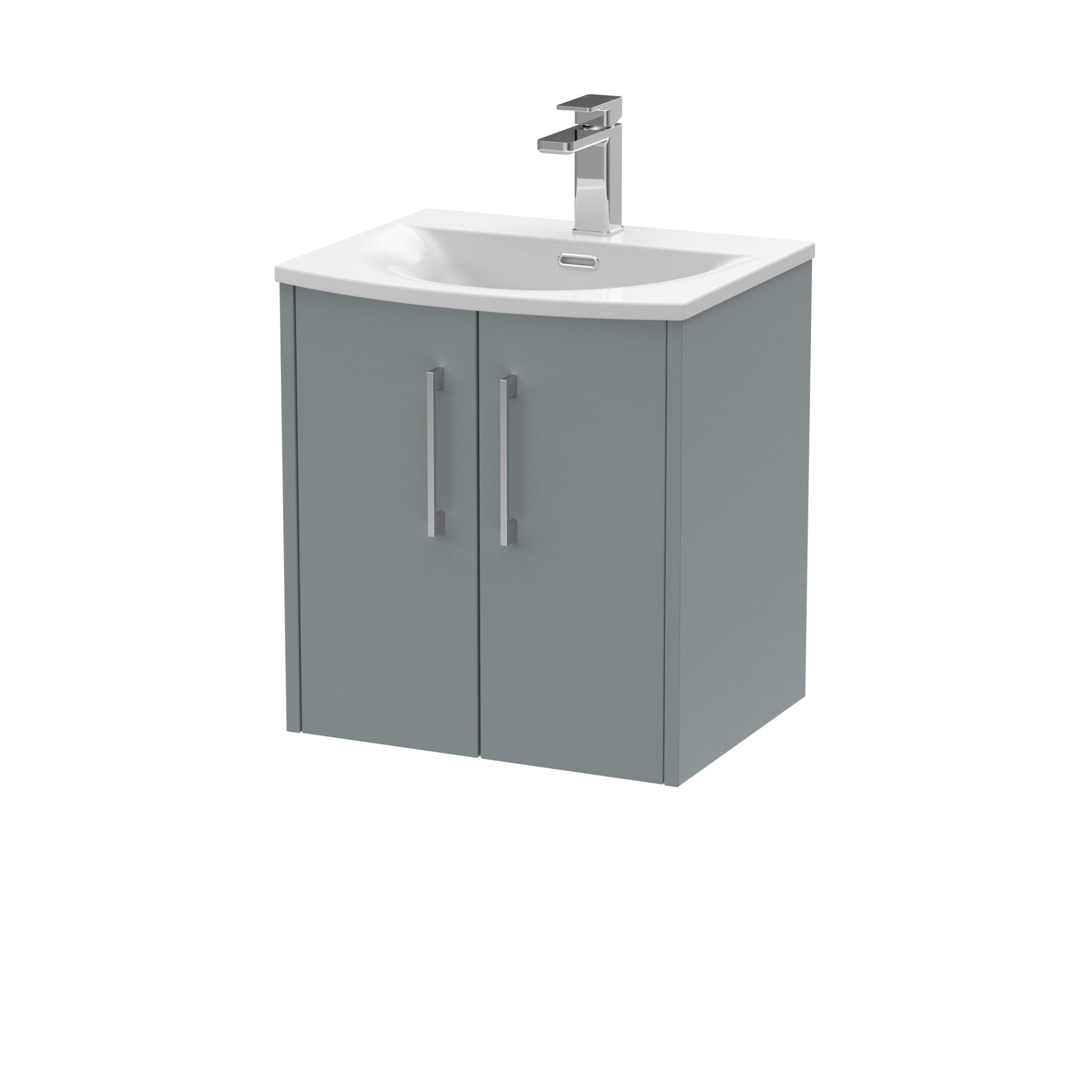 Hudson Reed Juno 500mm Wall Hung 2 Door Vanity & Basin 4 Contemp Coastal Grey MFC Smooth Matt 569x510x440mm - JJ Building Materials