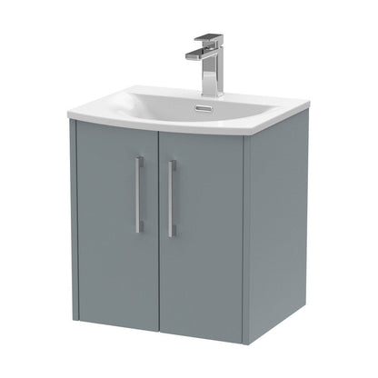 Hudson Reed Juno 500mm Wall Hung 2 Door Vanity & Basin 4 Contemp Coastal Grey MFC Smooth Matt 569x510x440mm - JJ Building Materials