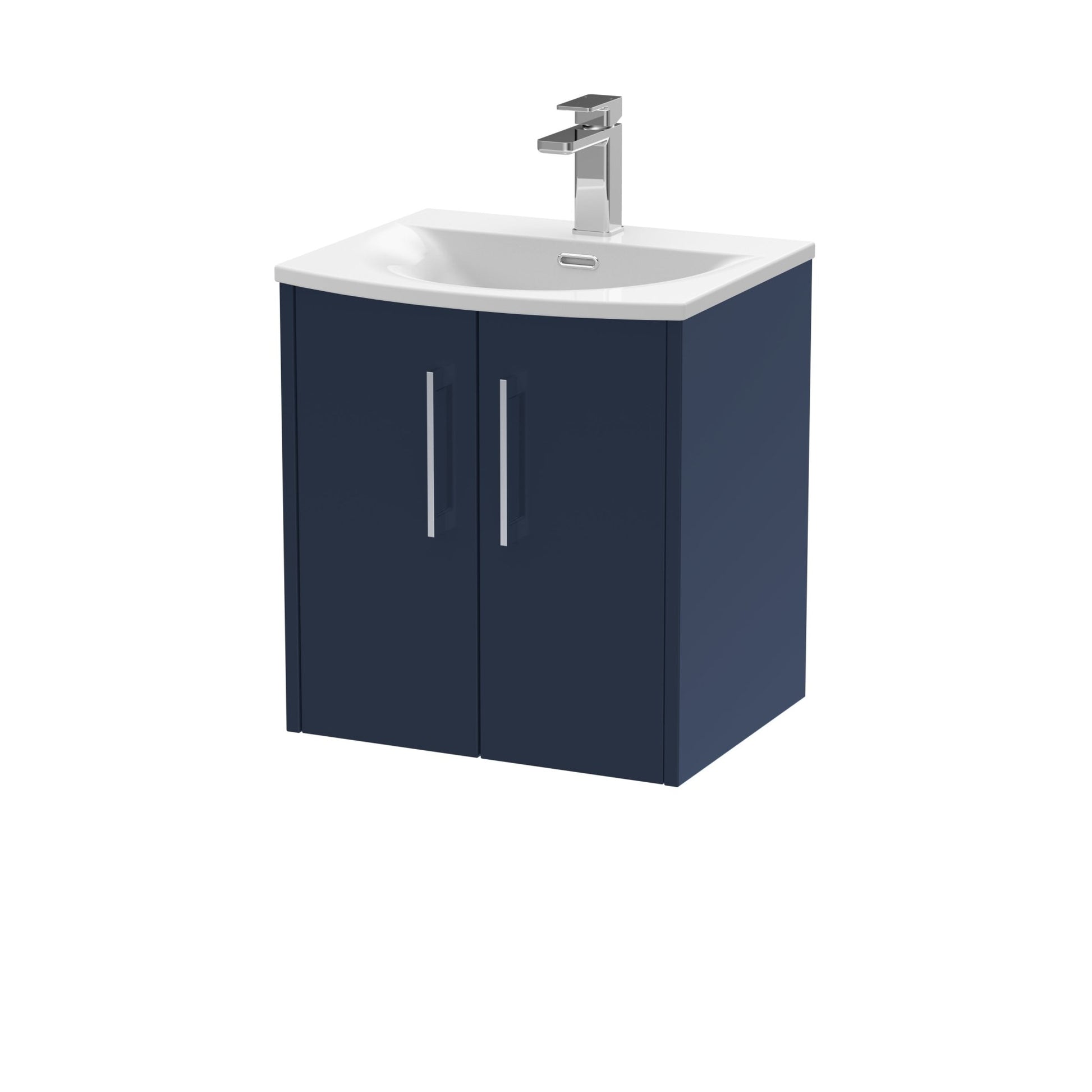 Hudson Reed Juno 500mm Wall Hung 2 - door Vanity & Basin 4 Contemp Midnight Blue MFC Painted Matt 569x510x440mm - JJ Building Materials