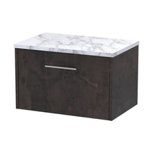 Hudson Reed Juno 600 Wall Hung 1-drawer Vanity & Laminate Worktop Contemp Metallic Slate MFC Textured Matt 381x605x390mm - JJ Building Materials