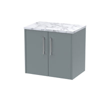 Hudson Reed Juno 600 Wall Hung 2 - door Vanity & Laminate Worktop Contemp Coastal Grey MFC Smooth Matt 561x605x390mm - JJ Building Materials
