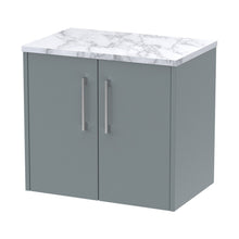 Hudson Reed Juno 600 Wall Hung 2-door Vanity & Laminate Worktop Contemp Coastal Grey MFC Smooth Matt 561x605x390mm - JJ Building Materials
