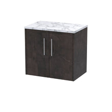 Hudson Reed Juno 600 Wall Hung 2 - door Vanity & Laminate Worktop Contemp Metallic Slate MFC Textured Matt 561x605x390mm - JJ Building Materials