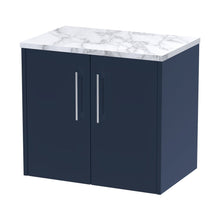 Hudson Reed Juno 600 Wall Hung 2-door Vanity & Laminate Worktop Contemp Midnight Blue MFC Painted Matt 561x605x390mm - JJ Building Materials