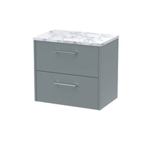Hudson Reed Juno 600 Wall Hung 2 - drawer Vanity & Laminate Worktop Contemp Coastal Grey MFC Smooth Matt 561x605x390mm - JJ Building Materials