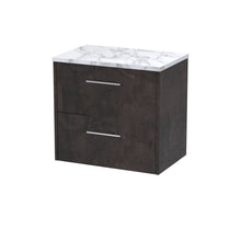 Hudson Reed Juno 600 Wall Hung 2 - drawer Vanity & Laminate Worktop Contemp Metallic Slate MFC Textured Matt 561x605x390mm - JJ Building Materials
