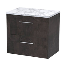 Hudson Reed Juno 600 Wall Hung 2-drawer Vanity & Laminate Worktop Contemp Metallic Slate MFC Textured Matt 561x605x390mm - JJ Building Materials