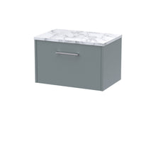 Hudson Reed Juno 600 Wall Hung Single Drawer Vanity & Laminate Worktop Contemp Coastal Grey MFC Smooth Matt 381x605x390mm - JJ Building Materials