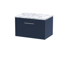 Hudson Reed Juno 600 Wall Hung Single Drawer Vanity & Laminate Worktop Contemp Midnight Blue MFC Painted Matt 381x605x390mm - JJ Building Materials