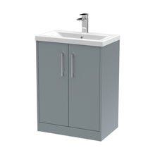 Hudson Reed Juno 600mm Floor Standing 2 Door Vanity & Basin 1 Contemp Coastal Grey MFC Smooth Matt 843x600x390mm - JJ Building Materials