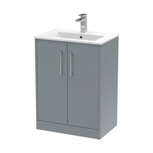 Hudson Reed Juno 600mm Floor Standing 2 Door Vanity & Basin 2 Contemp Coastal Grey MFC Smooth Matt 818x600x390mm - JJ Building Materials