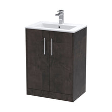 Hudson Reed Juno 600mm Floor Standing 2 Door Vanity & Basin 2 Contemp Metallic Slate MFC Textured Matt 821x600x390mm - JJ Building Materials