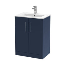 Hudson Reed Juno 600mm Floor Standing 2-door Vanity & Basin 2 Contemp Midnight Blue MFC Painted Matt 821x600x390mm - JJ Building Materials