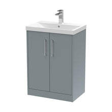 Hudson Reed Juno 600mm Floor Standing 2 Door Vanity & Basin 3 Contemp Coastal Grey MFC Smooth Matt 853x600x395mm - JJ Building Materials